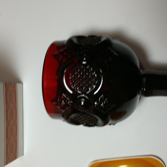 Vtg AVON Ruby Red 1876 Cape Cod Pattern Footed Wine Goblet-In Box w/Candle - Picture 7 of 10